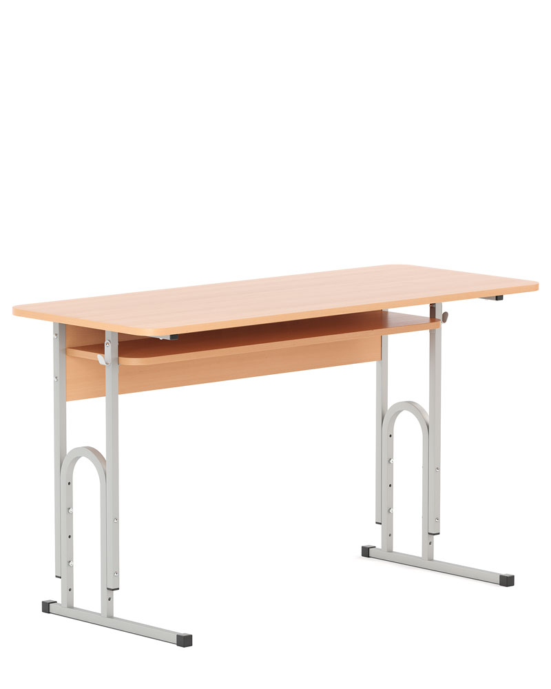 Стіл учнівський 2-місний E-174 РК ростова група № 4-6 НОВИЙ СТИЛЬ, з полицею, регульований по висоті